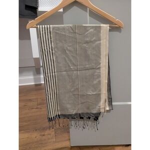 Neeru Kumar Striped Silk Scarf, Woven‎ Stripe Pattern, Tassel Fringe